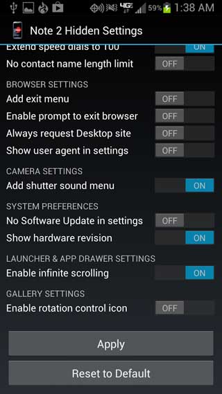 Note 2ÿ Note 2 Hidden Settings v1.3
